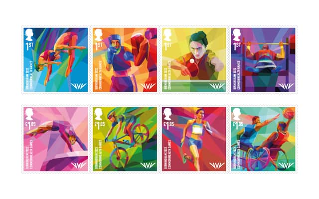 The eight stamps issued by Royal Mail to commemorate the Commonwealth Games 2022. Picture: Royal Mail handout