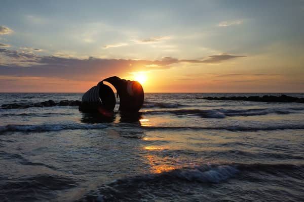 Sunset timelapse at Mary's Shell on Cleveleys beach, Lancashire