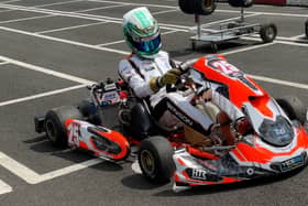 15-year-old Charlie Benson go-karting