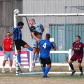 Bailey Gooda defending for Worksop.