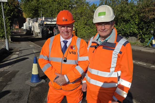 Nottinghamshire County Council leader, Coun Mick Barton, and Coun  Bert Bingham, Cabinet Member for Transport and Environment.