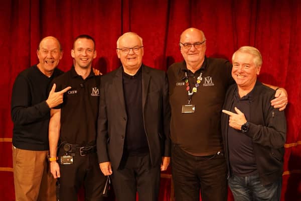 left to right Ian Ashpitel, Liam Hickman (from The Majestic) Gary Morecombe (centre), Dave Cave (from The Majestic) and Jonty Stephens.