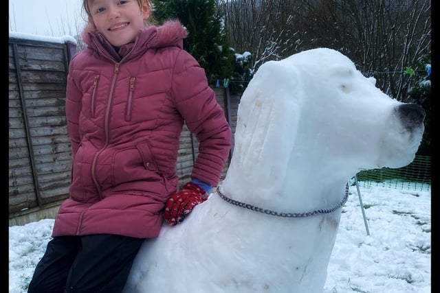 11-year-old Lottie with her snow dog creation taken by Emma Murtagh