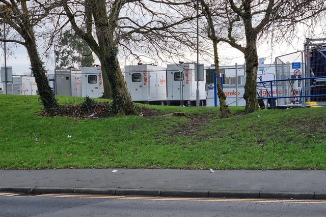 Generators have been brought on site to power the 100-bed Nightingale Surge Hub. Pic credit: Ashton & PR2 Community Group