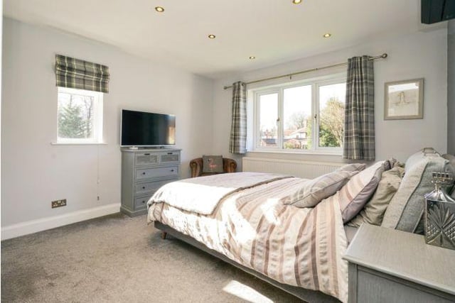 Upstairs are five bedrooms. The master is the largest room and has fitted wardrobes.