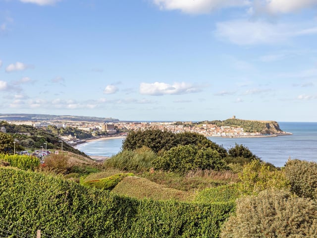 Looking out across the bay from the cliff top property.