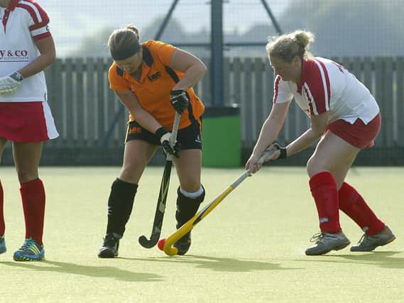 Action from Halifax Ladies' match against Leeds Adel Carnegie. Pic: Jim Fitton