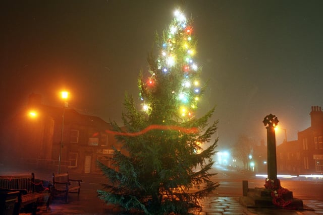 Guiseley's Christmas tree only had lights on the top in December 1997 to stop vandalism.