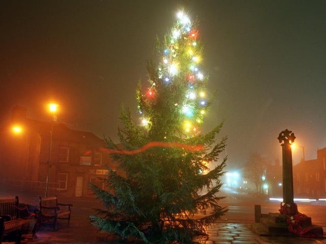 Guiseley's Christmas tree only had lights on the top in December 1997 to stop vandalism.