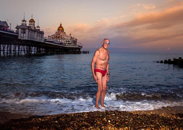 Portrait photographer Catherine Beltramini captured fellow sea swimmer Raymond Blount on Eastbourne seafront. " He is 86 years old and such an inspiration for all," she said. Picture copyright Catherine Beltramini Photography. SUS-211013-144716001