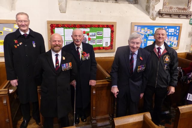 Some men from the Grenadier Guards Association who gave Tring Team Parish the display boards in Memory of Edward Barber VC