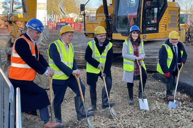 From left, Paul Holt, managing director of Photocentric, Ross Renton, principal of ARU Peterborough, Dr Nik Johnson, Mayor of Cambridgeshire and Peterborough Combined Authority, Rebecca Stephens , Combined Authroty business board representative, and Cllr Wayne Fitzgerald, leader of Peterborough City Council.