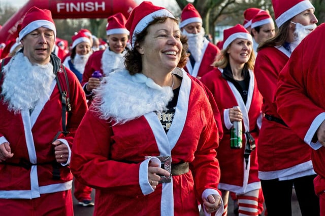 Some of the santas setting off on the 5k route