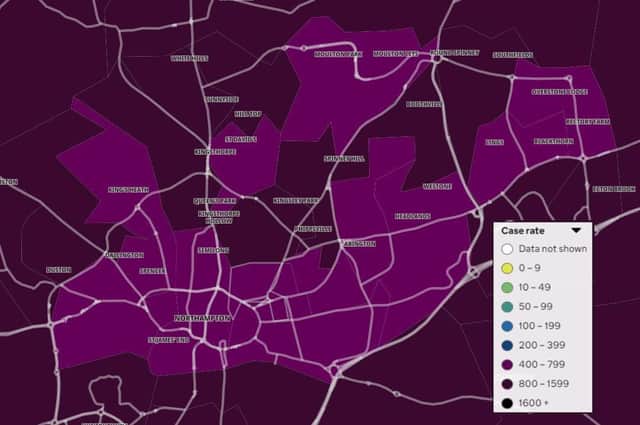 How Northampton's Covid map looks today