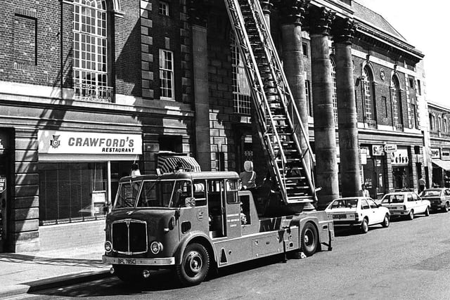 The scene outside the Town Hall in 1981.