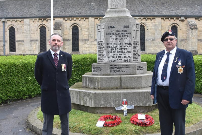 Skegness branch of the Royal British Legion members Tony Kelly and Russell Taylor at the memorial.