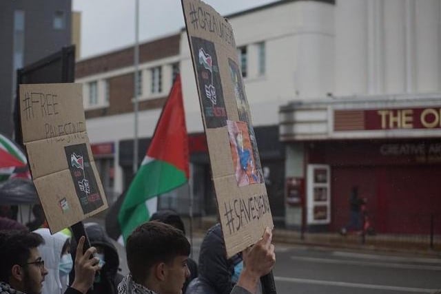 Protesters take to the streets of Northampton to show solidarity with Palestine on Saturday, May 15. Photo: Mantas Kaupas.