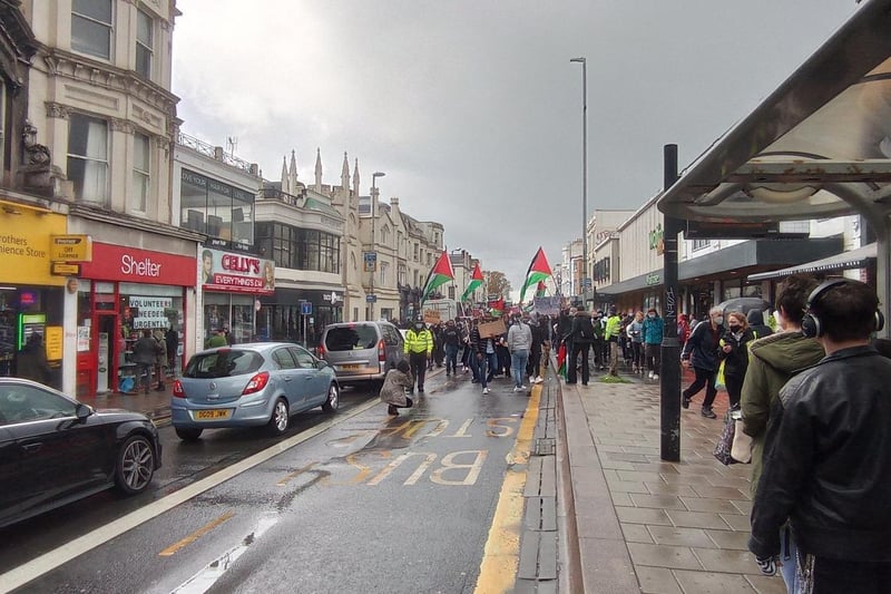 Free Palestine Brighton protest. Photo by Jason Sensation (@thekinaton) SUS-210515-150749001