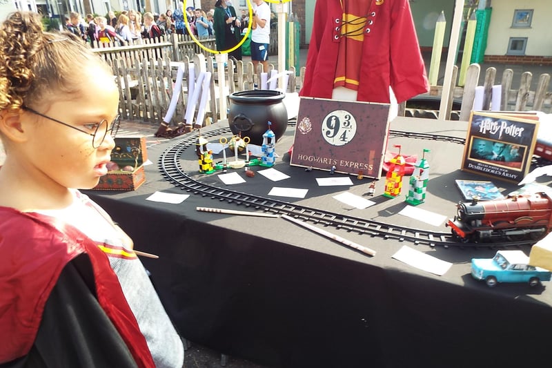 The pupils watched a the Hogwarts Express