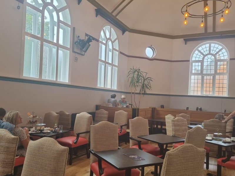 The chairs have been reupholstered and came from the Grosvenor Hotel in Skegness