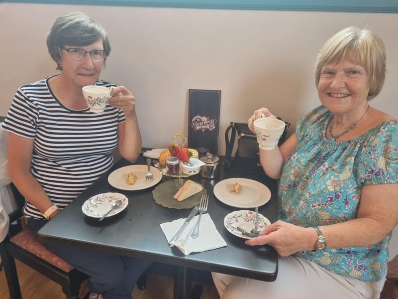 Lynda Everett and Jeanette Blythe enjoyed their afternoon tea.
