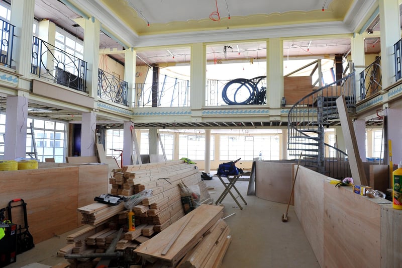Inside Worthing pier's Southern Pavilion mid-renovation. Pic S Robards.