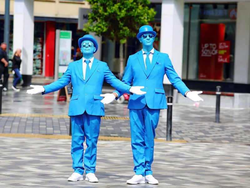 The Electric Cabaret Street Mimes processed around the town centre taking pictures with fascinated onlookers