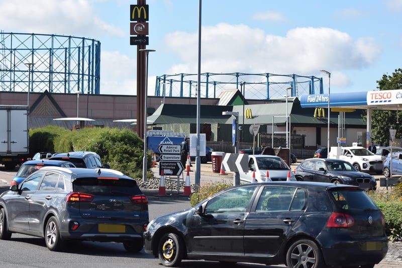 Cars by a petrol station in Eastbourne. Picture from Dan Jessup SUS-210924-133312001