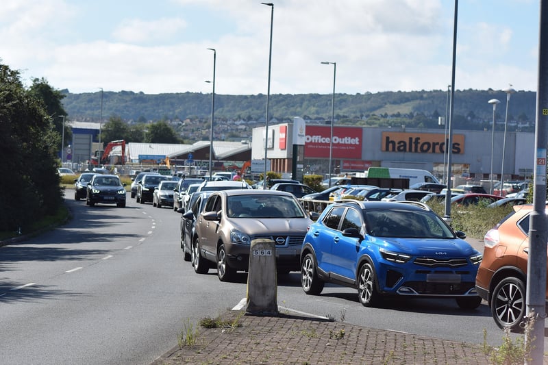 Cars by a petrol station in Eastbourne. Picture from Dan Jessup SUS-210924-133159001