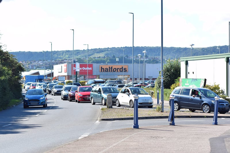 Cars by a petrol station in Eastbourne. Picture from Dan Jessup SUS-210924-134941001