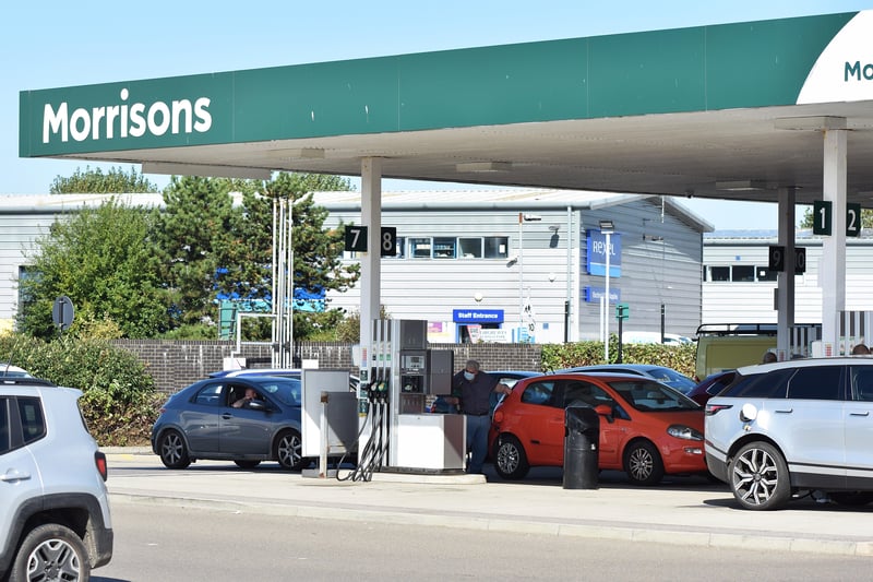 Cars by a petrol station in Eastbourne. Picture from Dan Jessup SUS-210924-134658001