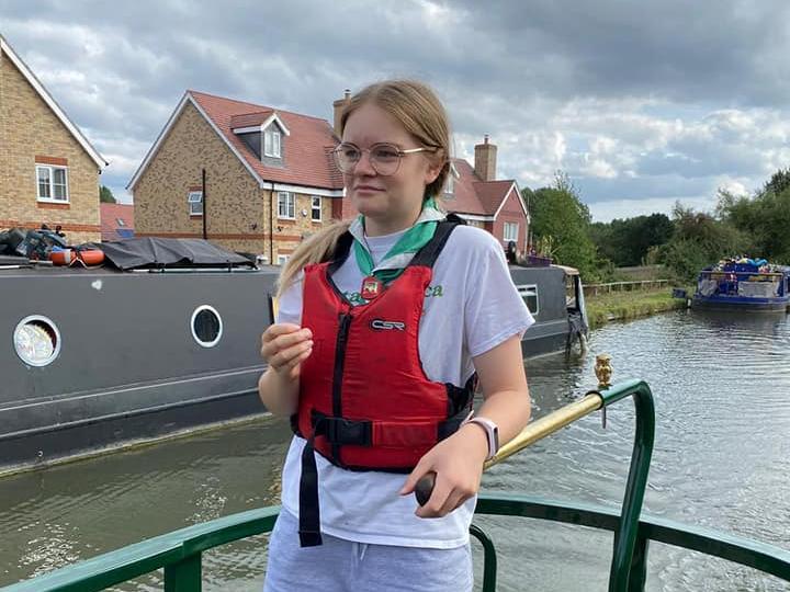 Katie tries her hand at steering