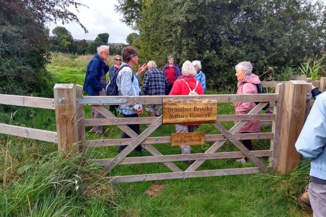 Brianne Reeves welcoming visitors to Bramber Brooks Nature Reserve for a walk and talk