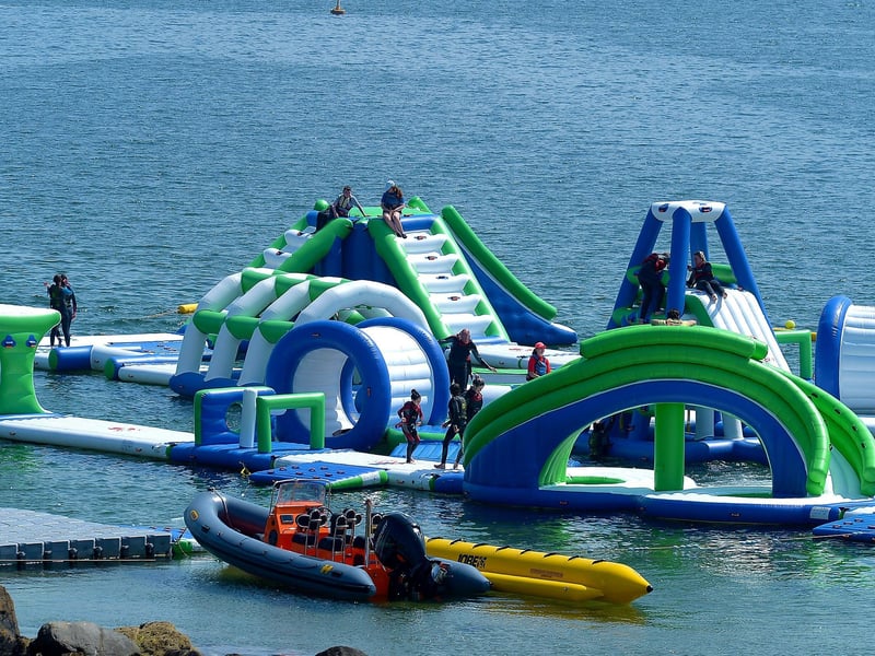 Young people enjoy the sunshine and fun at Inish Adventures, Moville, during the recent mini heatwave. DER2129GS - 059