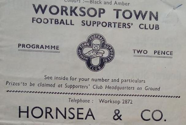 This old programme is from a Worksop Town v Grimsby game and cost two pence.