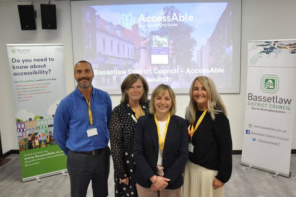 New Bassetlaw Accessibility Guide is live. from left to right, is: David Livermore; Councillor Lynne Schuller, Alison Beevers and Councillor Sue Shaw (former Cabinet Member for Health and Wellbeing).