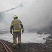 An aerial platform has been used to apply water to the fire. Credit: South Yorkshire Fire & Rescue