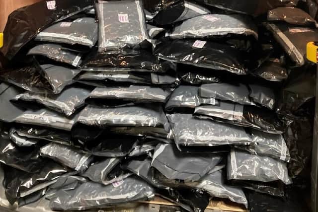 The huge drugs haul worth up to £1m was seized by Border Force officials at East Midlands Airport