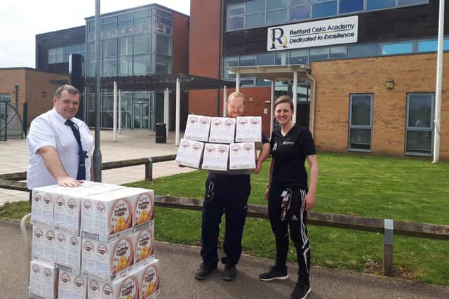 Members of North Nottinghamshire BID deliver Easter eggs to schools.