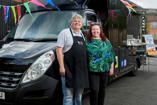 Andrew and Paula Hancock with their mobile fish and chip van business.