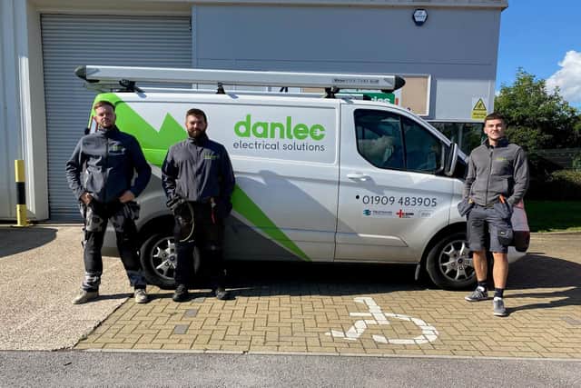 Left, Jack Cook, Kieran Blythe and Sam Shimwell at Danlec Electrical’s new Shireoaks base