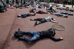 Extinction Rebellion will hold a 'die-in' protest, similar to this one they staged in London, in Nottingham on Thursday. Photo: Hollie Adams/Getty Images