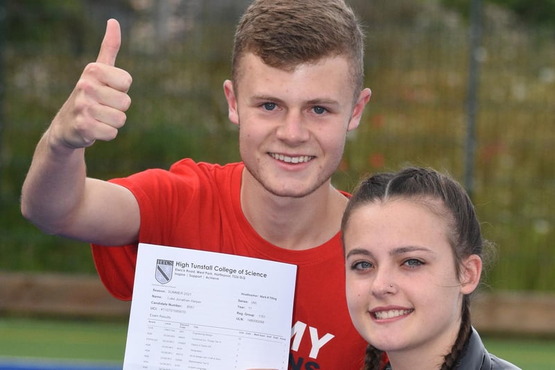 High Tunstall pupils Luke Harper and Macy Thornton were delighted after receiving their GCSE results.