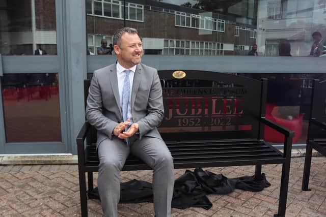 Brendan Clarke-Smith, MP for Bassetlaw, gave a speech at the bench unveiling ceremony.