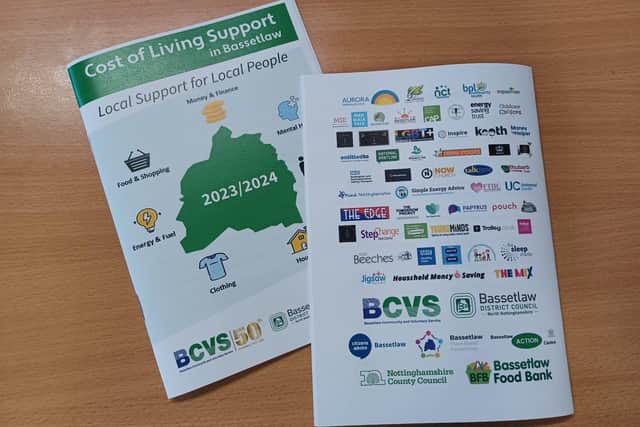 The 'Cost Of Living Support' booklet, produced jointly by Bassetlaw District Council and the Bassetlaw Community Voluntary Service (BCVS) charity. (PHOTO: Submitted)