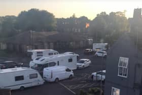 Caravans move onto Farr Park in Worksop last night (picture: @Simon_Greaves)