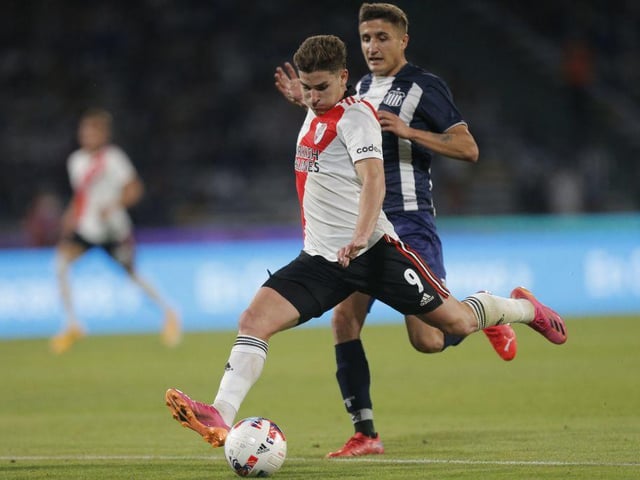 Aston Villa are ‘willing to fight’ for River Plate's prolific goalscorer Julian Alvarez, but will face big competition from the likes of Ajax and AC Milan. (El Intransigente)
(Photo by DIEGO LIMA/AFP via Getty Images)