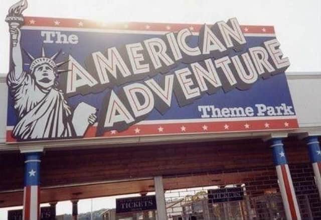 The entrance to the American Adventure theme park.