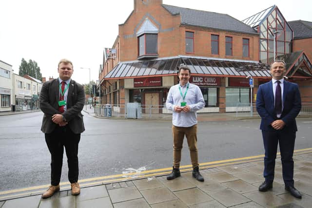 Jack Bowker, Bassetlaw Council vice chairman, Leader Simon Greaves, and Bassetlaw MP Brendan Brendan Clarke-Smith are pictured here outside Bridge Court