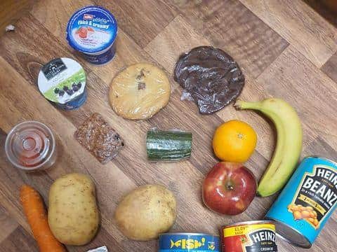 One Worksop mum told how her two children had to share two small potatoes, five cherry tomatoes, one apple, one clementine, half a cucumber and four small bread rolls